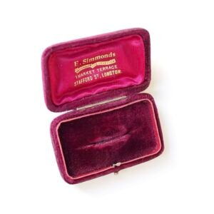 Red plush jewellery box from Simmonds jewellers, Longton