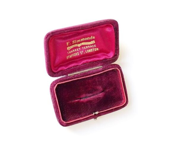 Red plush jewellery box from Simmonds jewellers, Longton