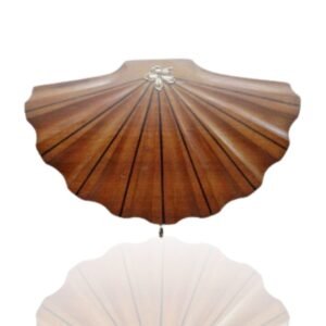 Fan shaped wooden jewellery box with key