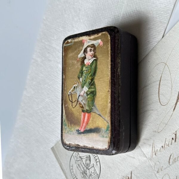 1900s pendant jewelry box with a lithographic image - Image 4